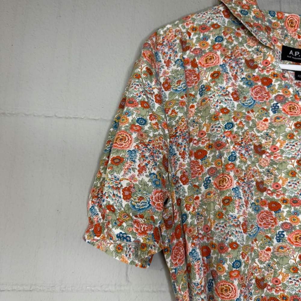 A.P.C Carmen Button Down Floral Printed Vintage Style Shirt Dress EU 42 US 10 - Picture 8 of 13